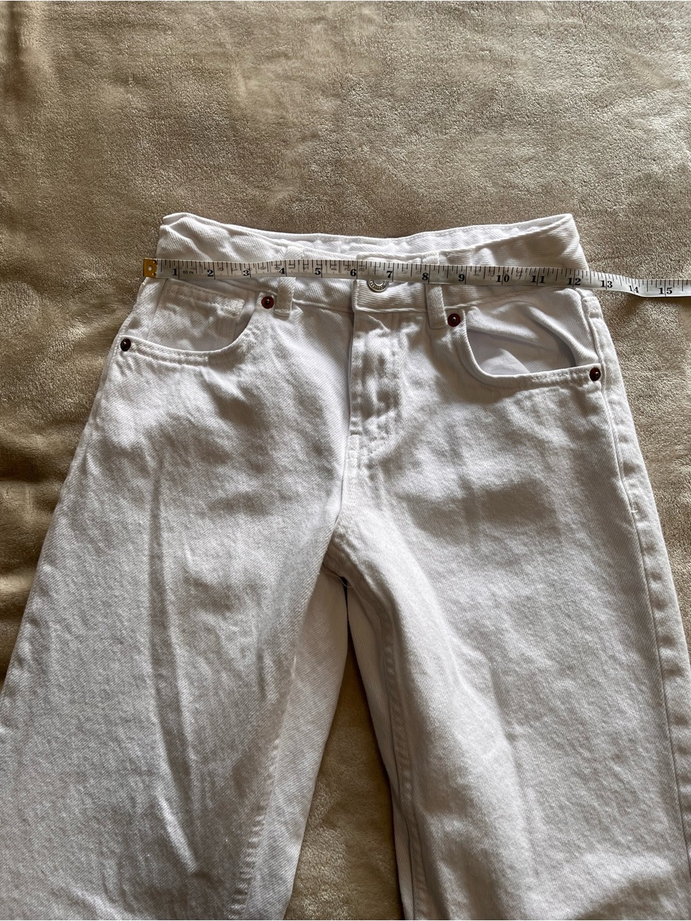 ZARA White Denim Wide Leg Jeans Girls Pants Sz 11/12 (fits women’s Sz 2) EUC - Picture 6 of 7